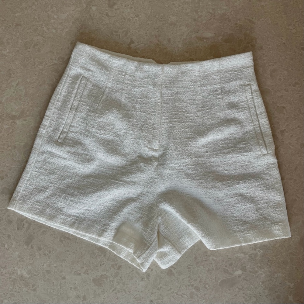 Zara High Waist White Women's Shorts